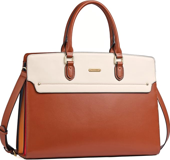 Telena Laptop Tote Bag for Women, 15.6 Inch Shoulder Tote Bag Leather Briefcase for Women, Large Capacity Handbag Bags