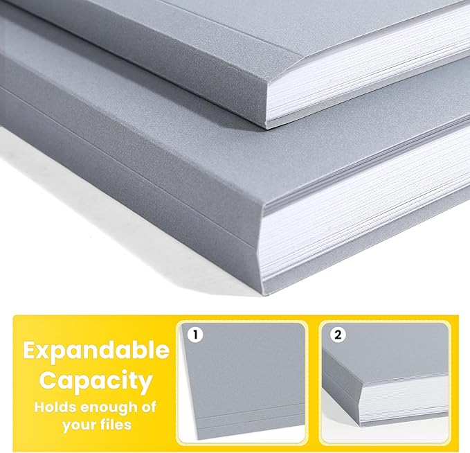 SUNEE File Folders Letter Size Gray, 100 Pack Manilla Folders 8.5 x 11 1/3-Cut Tabs, Colored File Folders Office Home School for Documents Files Paper