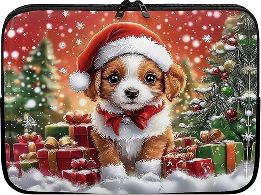 Christmas Dog Laptop Protective Sleeve for Women 17 inch Computer Sleeve Bag Lightweight Zippered Pouches Lap Top Case Suitable for Daily Use Travel School Office Organizers Bag