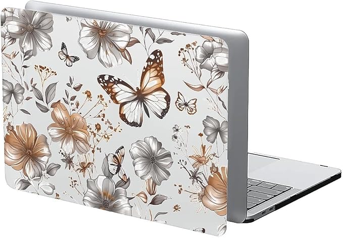 Compatible with 16.2 Inch MacBook Pro 2485/A2780, Gold Flowers Butterfly Hard Plastic Shell Cover Case