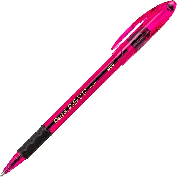 Pentel RSVP Razzle-Dazzle Ballpoint Pen, (1.0mm) Medium Line, Black Ink, Pack of 5 (BK91RDBP5M)