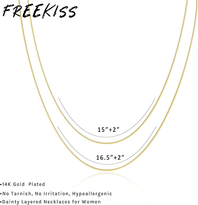 Herringbone Necklace for Women,Dainty Gold Necklace,14k Gold Plated Snake,Gold Chain Choker Necklaces,Simple Gold Layered Necklaces,Gold Jewelry Gift for Women