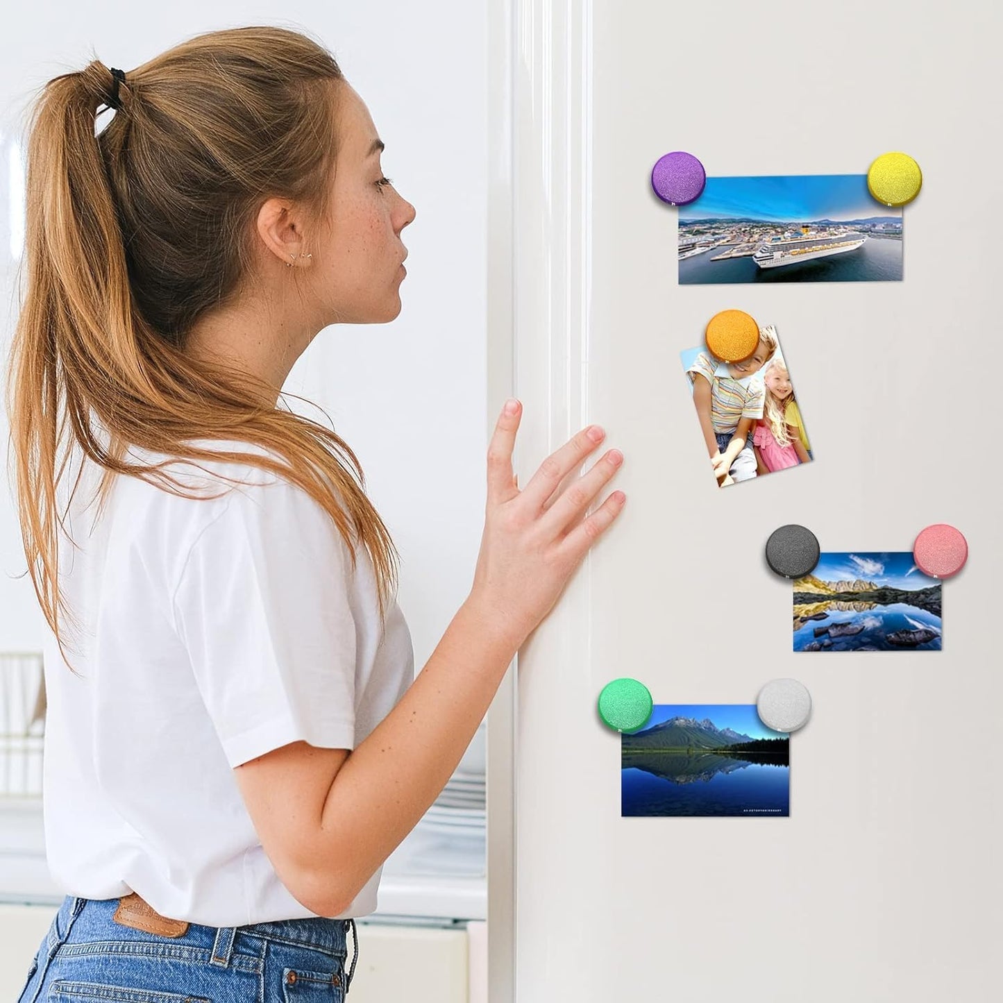 Qualsen Fridge Magnets 50 Pack, Funny Cute Round Refrigerator Magnets for Whiteboard, Locker, Office, Classroom (Yellow)
