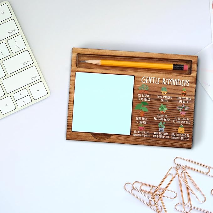 Gentle Reminders Positive Affirmations Sticky Note Holder, Mental Health Gifts for Therapy Office School Counselor, Self Love Compassion Therapist Self-Stick Note Pad Holders ZSS40