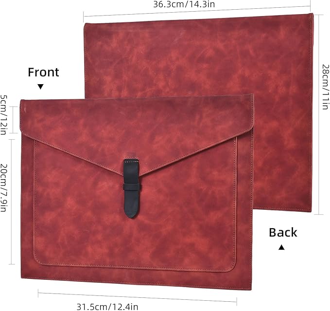 Brown Leather File Folder Letter Size, File Organizer, Important Document Folders with Pockets, Document Organizer, Laptop Sleeve Notebook Case, Paper Storage, A4 Envelopes Filing Folder