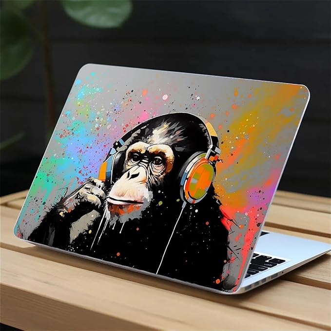 Compatible with 15.4 Inch MacBook Pro A1707/A1990, Music Monkey with Headphone Hard Plastic Shell Cover Case