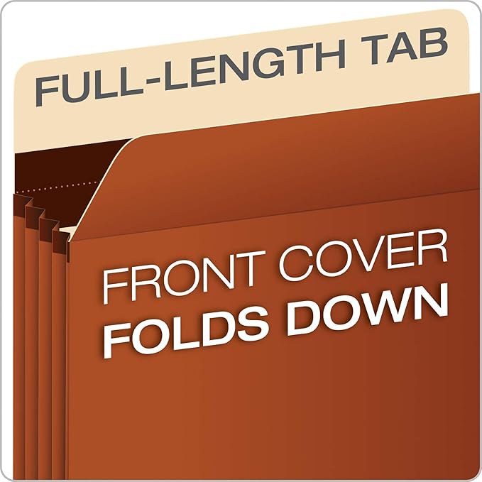Pendaflex Expanding Accordion File Pockets, Extra Durable, Expands 3.5", Letter Size, Reinforced with Dupont Tyvek Material, 10/Box (15421), Brown