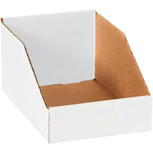 Partners Brand PBINBIN69 Open Top Bin Boxes, 6" x 9" x 4 1/2", Oyster White (Pack of 25)
