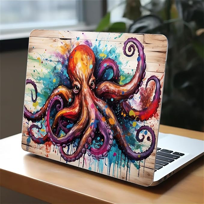 Compatible with 15 Inch MacBook Air A2941 M2 2023, Colourful Octopus Hard Plastic Shell Cover Case