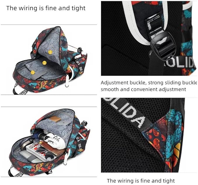 Soccer Superstar M-essi-10 Multifunctional Laptop Backpack Teenage Travel Backpack Fans Schoolbag (E)