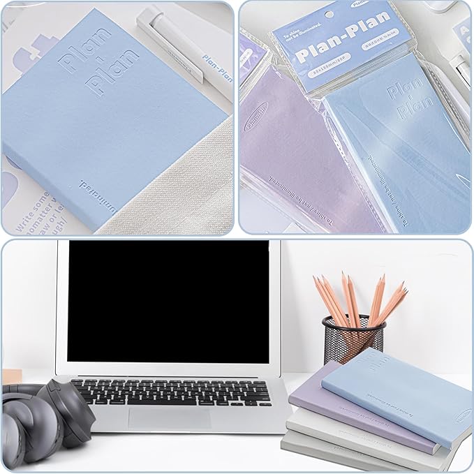 Soft Leather Pocket Notebook - 3.5" x 7.3" - to Do List Daily Planner with 160 Pages & Stickers - Ideal for Daily Plans, School, and Office Supplies (Grey)