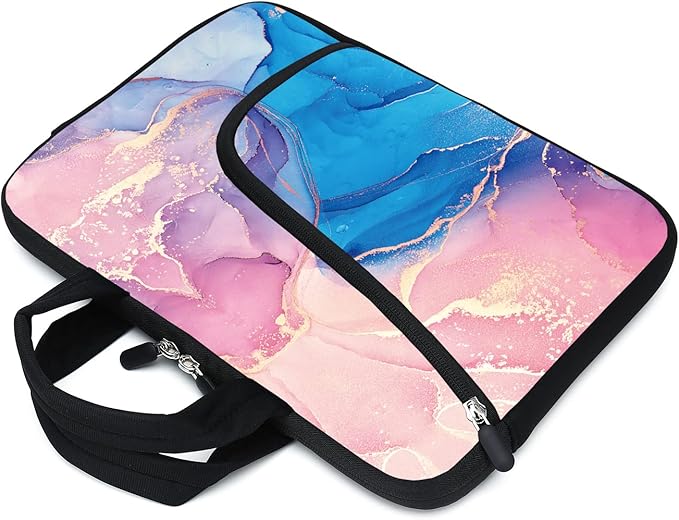 11.6" 12.2 inches Laptop Sleeve Chromebook Case Ultrabook Case Notebook Sleeve Tablet Case Neoprene Handle Sleeve for Men Women, Two Pockets Fit Apple MacBook Air Samsung Acer HP DELL(Marble)