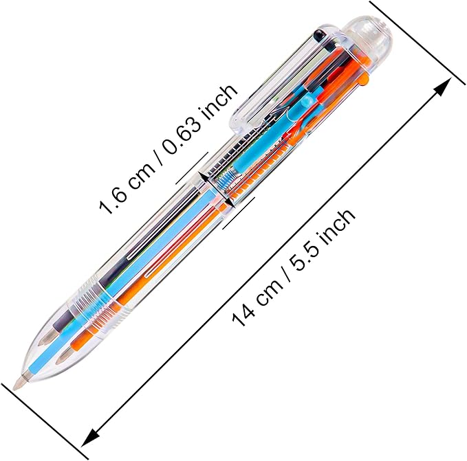 IHPUKIDI 24 Pack 0.5mm 6-in-1 Multicolor Ballpoint Pen, 6 Color Transparent Barrel Retractable Ballpoint Pens for Office School Supplies Students Gift