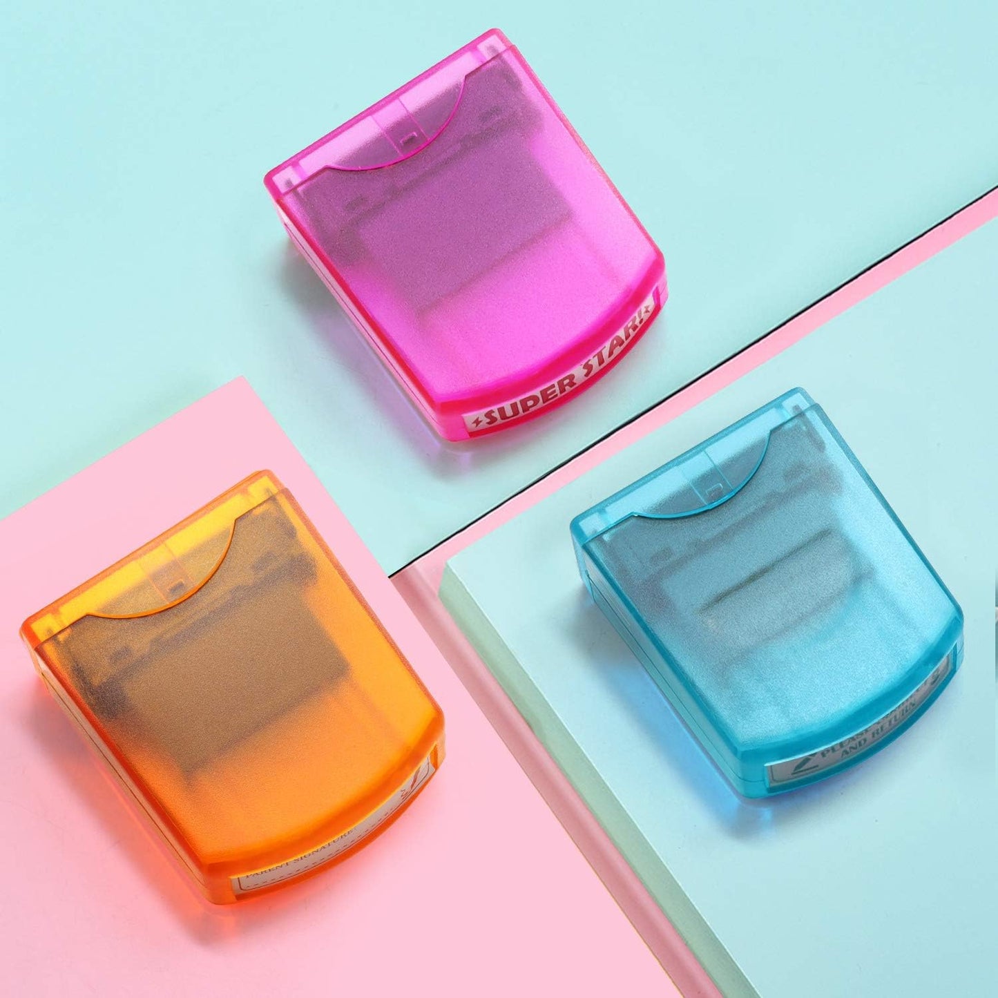 RELIANCER 8PCS Teacher Stamp Set,Colorful Self-Inking Motivational Classroom Stamper for Grading,Encouraging Rating Stamp Student,Parent Signature Stamps for Homework,School Homeschool Reward Supplies