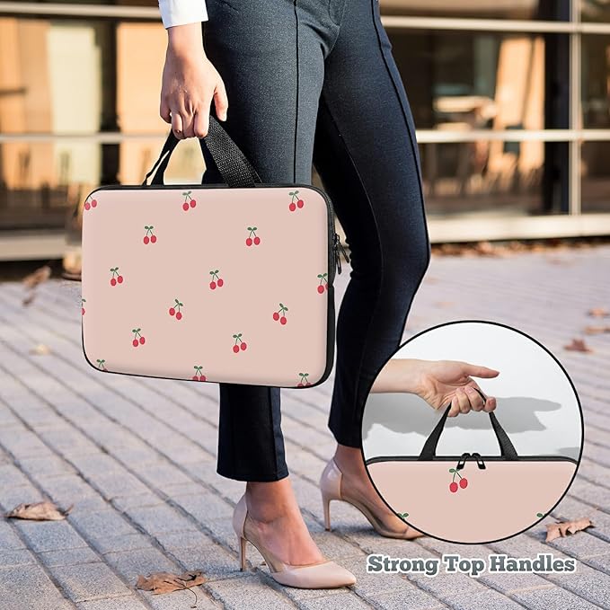 Universal Tablet Laptop Sleeve Case 10 inch, Pink Cherry Slim Carrying Case Durable Handbag Travel Laptop Bag for 7 to 10-inch Laptops/Notebook/Kids Tablet/ipad/eBook Readers