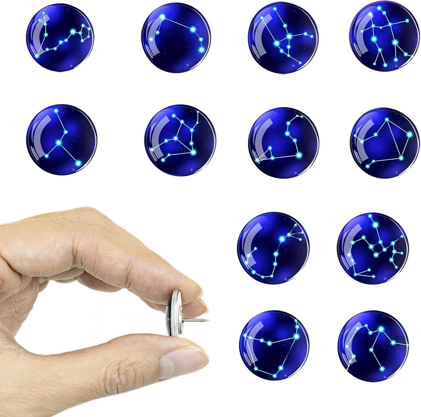 24Pcs Decorative Push Pins,Cute Push Pins,Cork Board Tacks,Cute Thumbtack for Office Decorative (24-Horoscope)