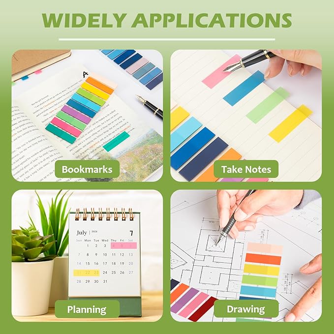 ZTML MS 2400Pcs Sticky Book Tabs, Morandi Sticky Tabs, Book Tabs for Annotating Books, Sticky Notes, Morandi Page Markers, Multi-Colored Writeable and Repositionable Book Flags Strip (2400Pcs)