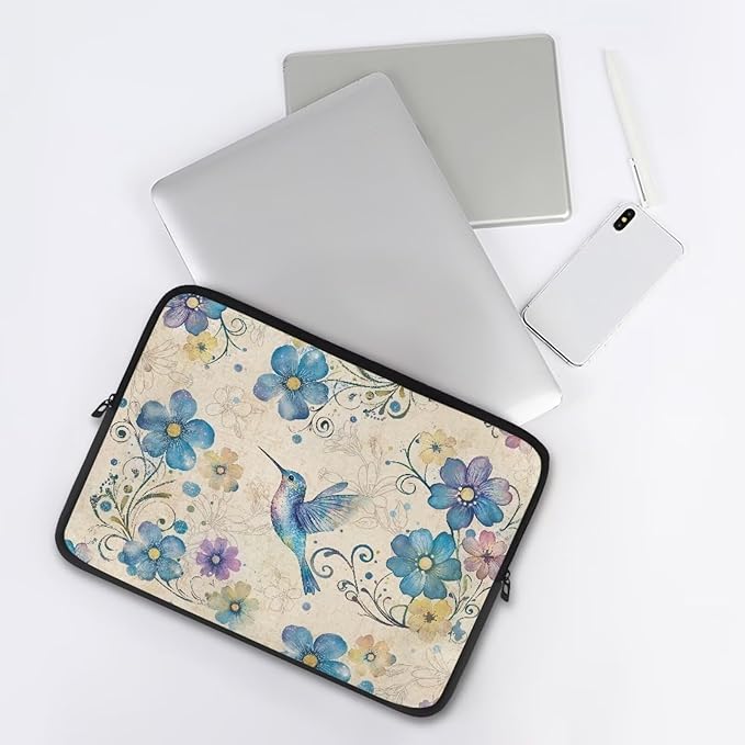 Hummingbird Printed Laptop Case Bag 13 Inch, Floral Printed Computer Bag Portable Laptop Sleeve for Boys, Easy to Carry Laptop Briefcase Work Bag Compatible with Most Laptops