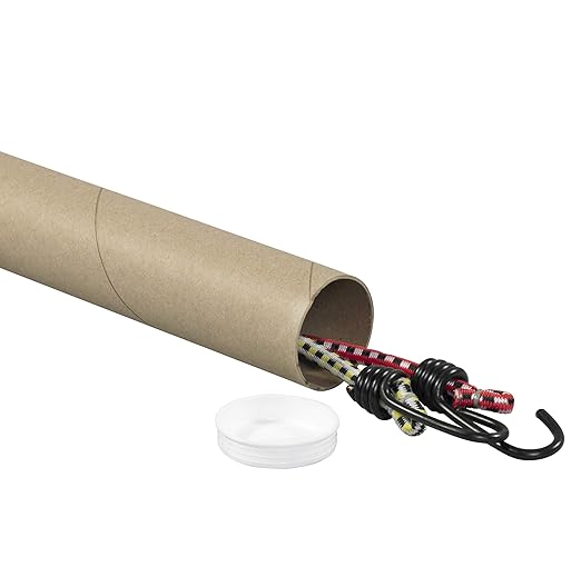 BOX USA BP2524K Mailing Tubes with Caps, 2-1/2" x 24", Kraft (Pack of 34)