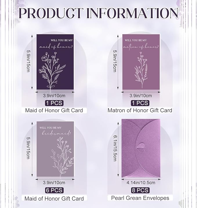 Spakon 16 Pcs Will You Be My Bridesmaid Cards with Envelopes Watercolor Greenery Floral Bridal Proposal Maid of Honor Matron of Honor Invited Favor for Bridal Shower Wedding (Artistic Style)