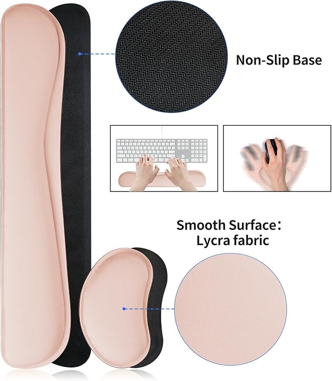 Bloss Leather Desk Pad and Keyboard Wrist Rest, Large Mouse Pad + Keyboard Pad+Mouse Wrist Support, Non-Slip Desk Mat Protector for Office, Home (35.4×15.7 Inches,Beige)