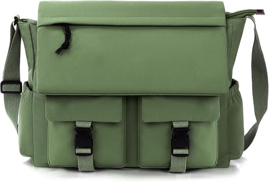Lovvento Shoulder Messenger Bag for Men - Women Laptop Bag 15.6 inch Satchel Bags Mens Canvas Crossbody Tote Bags