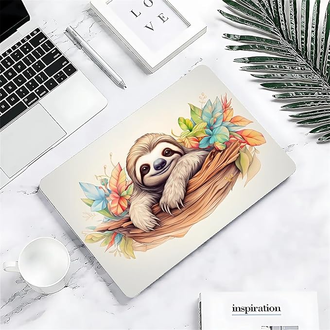 Compatible with MacBook Air 13.6 Inch Case 2024 2023 2022 Release Model A3113 M3 A2681 M2, Cute Sloth Hard Plastic Shell Cover Case