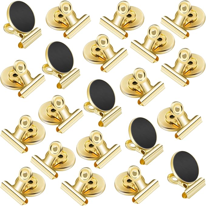 VNDUEEY 20pack Fridge Magnets Refrigerator Magnets, Magnetic Clips Heavy Duty, Detailed Locker List Display Paper Fasteners on Home& Office& Teaching (Gold)