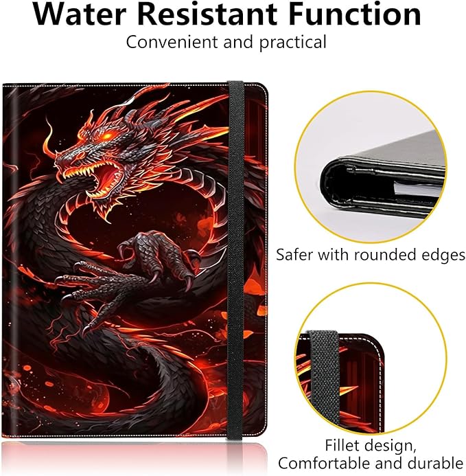Red Dragon PU Leather Padfolio Clipboard Notepad with Pen Loop and Elastic Strap Interview/Resume Document Organizer for Business School Office