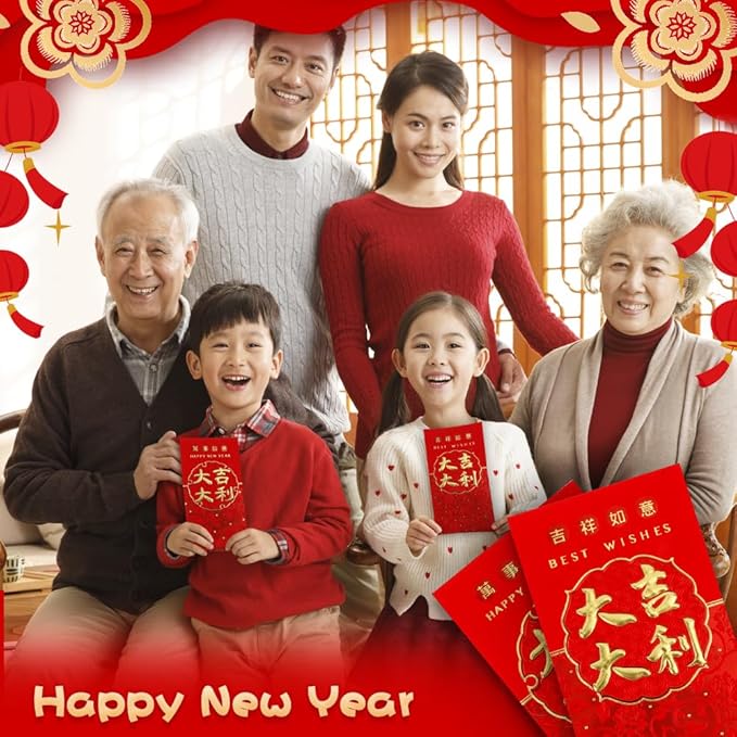 Red Envelope, 36 Pcs Chinese Money Envelopes for Cash, Lunar New Year Envelopes, 红包, Snake Red Envelopes 2025, Red Packets,Chinese Luck Money Envelopes for Wedding Birthday Spring Festival Supplies