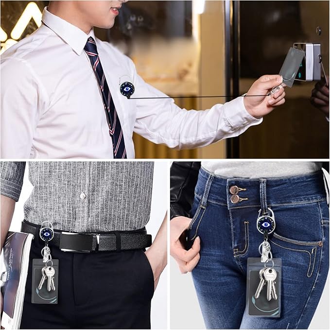 ID Badge Holder with Breakaway Lanyard, Retractable Badge Reel Heavy Duty, Cute Funny Evil Eye Lanyards for ID Badges Ajustable, Teacher Nurse Work Office Gifts