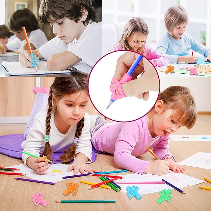 SANNIX 32 Pack Pencil Kids Grips for Kids Handwriting, Pencil Holder for Kids, Handwriting Grip, Ergonomic Training Pencil Pen Grips, Writing Tool for Toddlers Preschoolers, Children