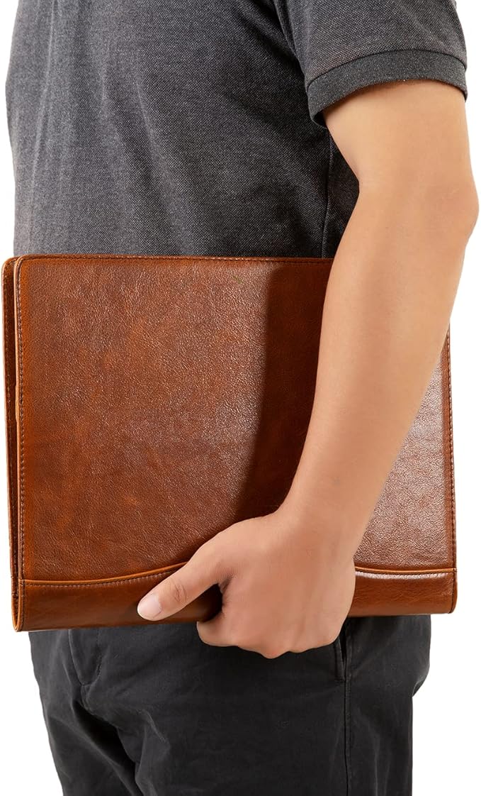 Genuine Leather Portfolio for Men, Leather Clipboard Custom Portfolio, Personalized Leather Binder, Legal Pad Portfolio Organizer Christmas Gift for His/Her (Clipboard, Shiny Brown-Standard)