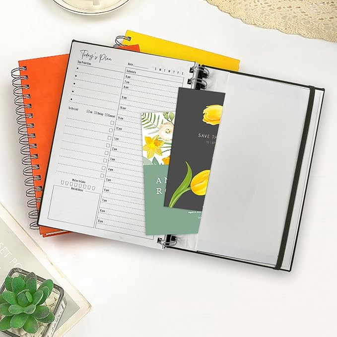 Undated Daily Planner,Undated Planner with Hourly Schedules, Daily Organizer Notebooks for work, Spiral Appointment Planner for Men and Wome, To Do List Notebook for Time Management, Elastic Closure, Pocket (Black)