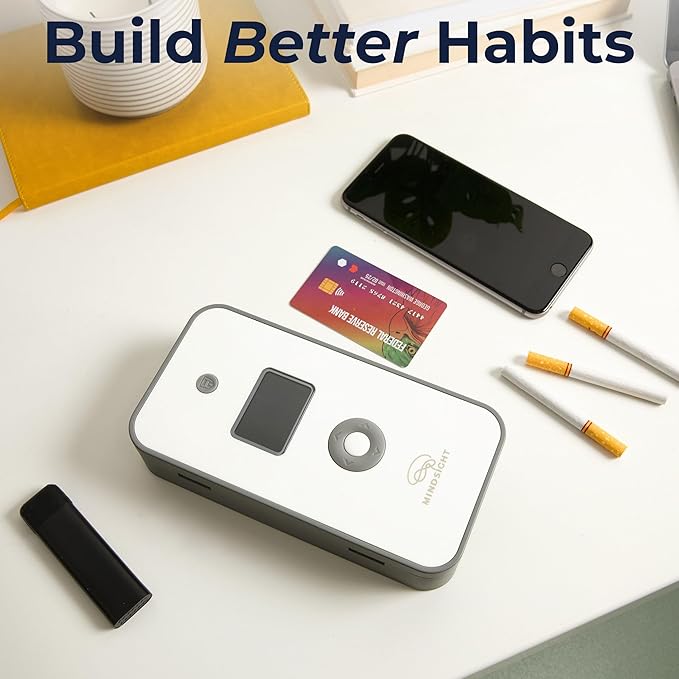 Mindsight Personal Timed Lock Box | Unplug from Phones and Other Small Distractions | 3 Modes based on Willpower | Easy to Use | Out of Sight ~ Out of Mind | Boost Your Mental Wellness