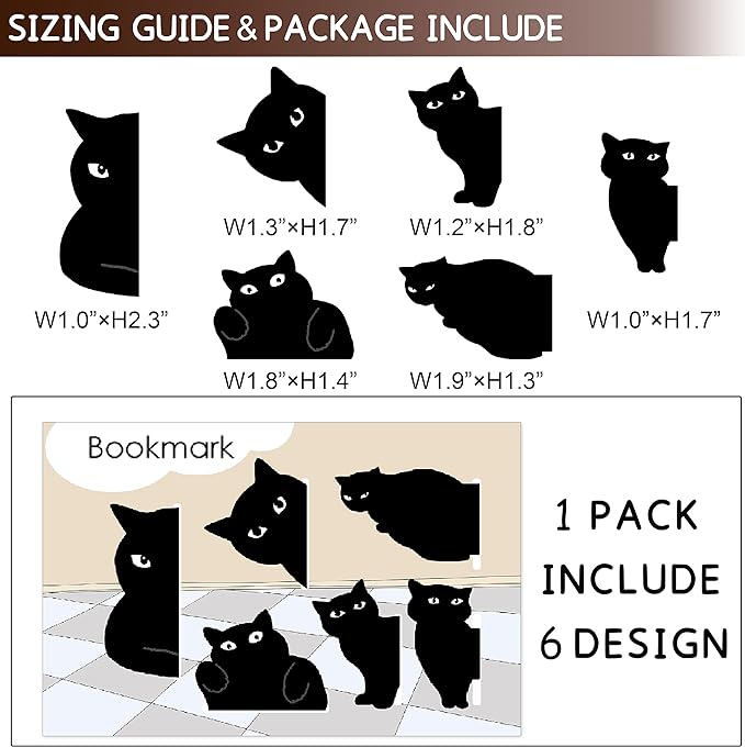 yasest Magnetic Bookmarks - 6 Pieces Assorted Cute Book Markers Clip Set for Women Teachers Students Book Lovers Reading, for School Office Home Supplies, Kawaii Cat Magnet Page Markers