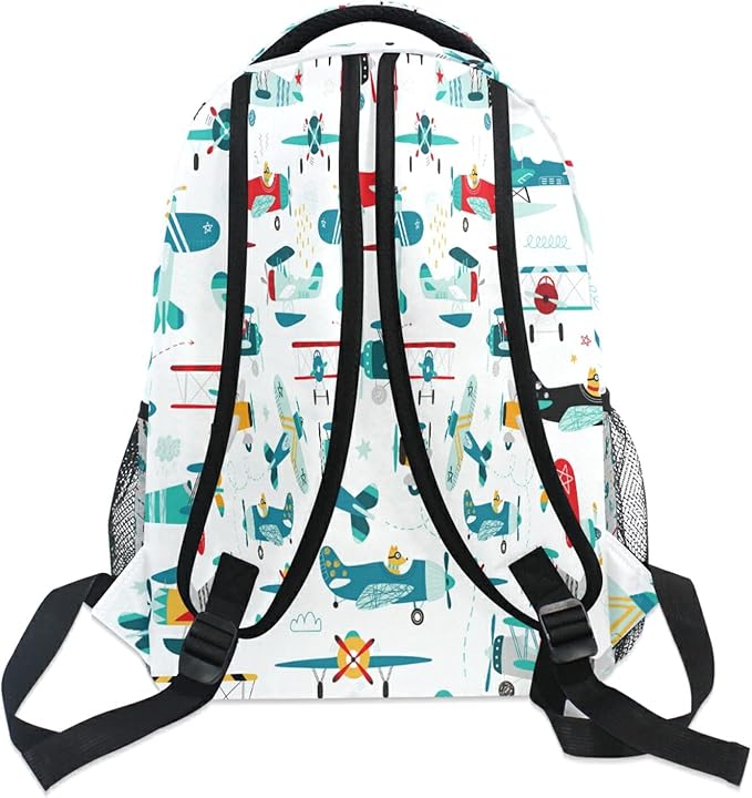 AUUXVA Colorful Helicopter Airplane School Backpack for Girls Boys Kids Laptop Backpack Travel Camping Daypack