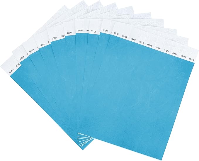 100 Pcs Wristbands, 1-100 Consecutive Numbers Waterproof Tearproof and Printable Wrist Straps Admission Bracelets Tickets (Blue)