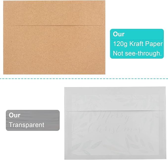 70 Packs A2 Invitation Envelopes, Brown Kraft Envelopes, Envelopes for 4.5x5.5 Cards, Envelopes for Invitations, Envelopes Self Seal for Photos RSVP, Greeting Cards