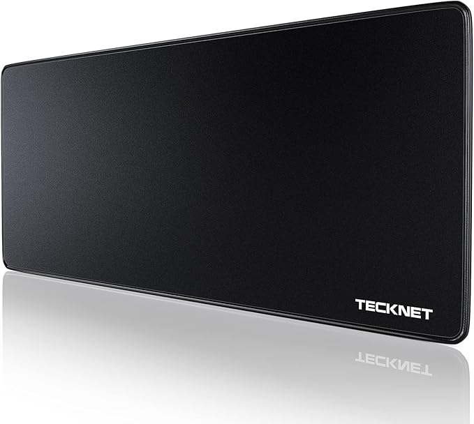 TECKNET Large Mouse Pad, Extended Waterproof Mousepad, Non-Slip Rubber Base-Smooth Cloth Surface-Compatible with Laser and Optical Mouse-Black
