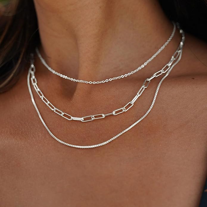 Herringbone Necklace for Women,Dainty Gold Necklace,14k Gold Plated Snake,Gold Chain Choker Necklaces,Simple Gold Layered Necklaces,Gold Jewelry Gift for Women