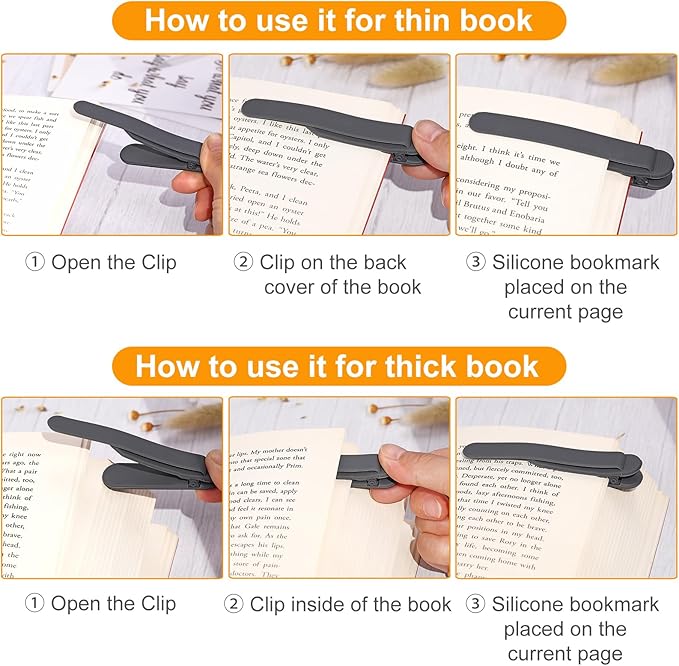 3Pcs Automatic Bookmark, Silicone Smart Book Marks for Reading Women, Men, Kids,Cute Unique Book Markers Bookmark Clip Reading Accessories Gifts for Book Lovers (Dark Grey 3pcs)