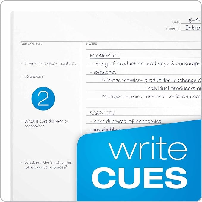 Tops Oxford Focusnotes Legal Pad - Cornell Notepad for Note Taking - 8-1/2" X 11-3/4"- Pack of 3 Notepads For Work - 50 Sheets