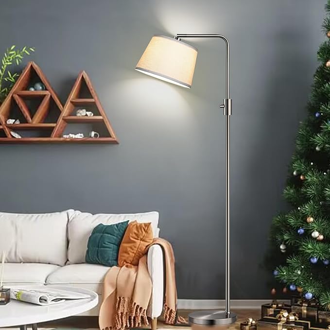【Upgraded】 Dimmable 1000 Lumens LED Edison Bulb Included, Brushed Nickel Arc Floor Lamps Modern Standing Lamp Tall Lamps for Living Room Bedroom