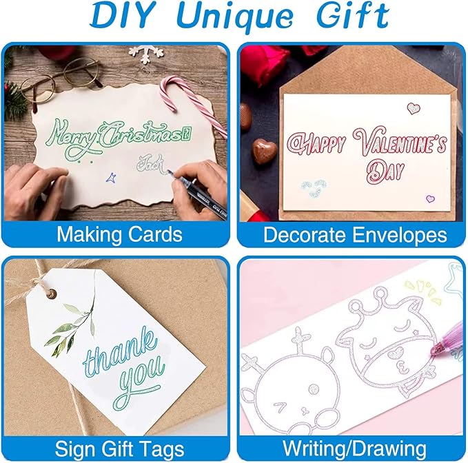 Muchcute Shimmer Markers Outline Glitter Pens: 48 Stocking Stuffers Tween Teen Girl Gifts Trendy Stuff Cute Things Arts Crafts Art Supplies Kids Ages 4 5 6 7 8 9 10 12 14 16 18 Year Old Present Ideas