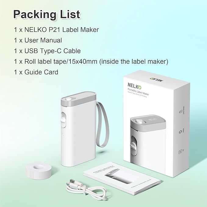 Nelko P21 Label Maker Machine with Tape, Matte Grey