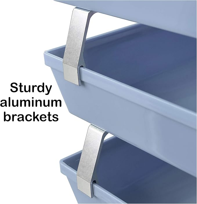 Acrimet 4 Tier Side Load Letter Tray Facility, Desktop File Organizer, A4 Letter Size Paper Organizer, Minimalist Storage Solution Paper Tray for Office, Home, Classroom (Plastic, Solid Blue Color)