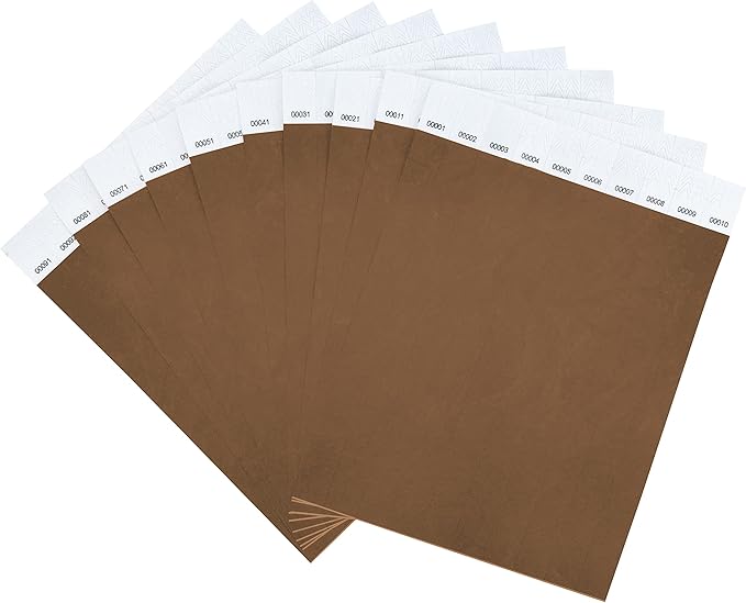 100 Pcs Wristbands, 1-100 Consecutive Numbers Waterproof Tearproof and Printable Wrist Straps Admission Bracelets Tickets (Brown)