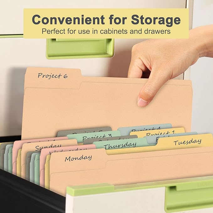 ViVin File Folders, Fits 8.5 x 11 Letter Size Paper, 1/3-Cut Tabs, 240 Pack Manilla Colored File Folders, Perfect for Home, Office, and School Documents File Paper(Assorted)