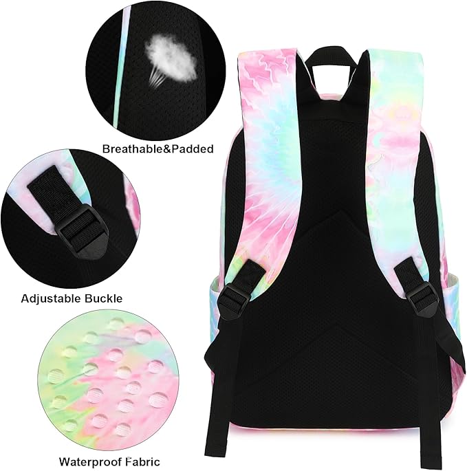 Tie Dye School Backpack for Teens Girls, Womens College Bookbags Laptop Backpacks